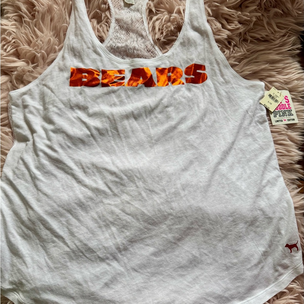 NWT Victoria's Secret White Tank Top with Orange Bears Graphic